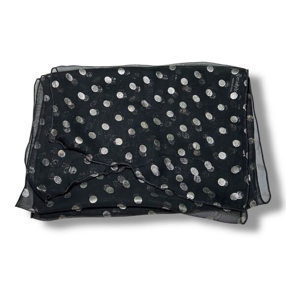 Black with Golden Polka Dots Rectangular Scarf 60” X 10.5” - Picture 1 of 3